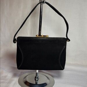 Vintage Black Suede Box Shape Mini Purse by Dorian Handbag